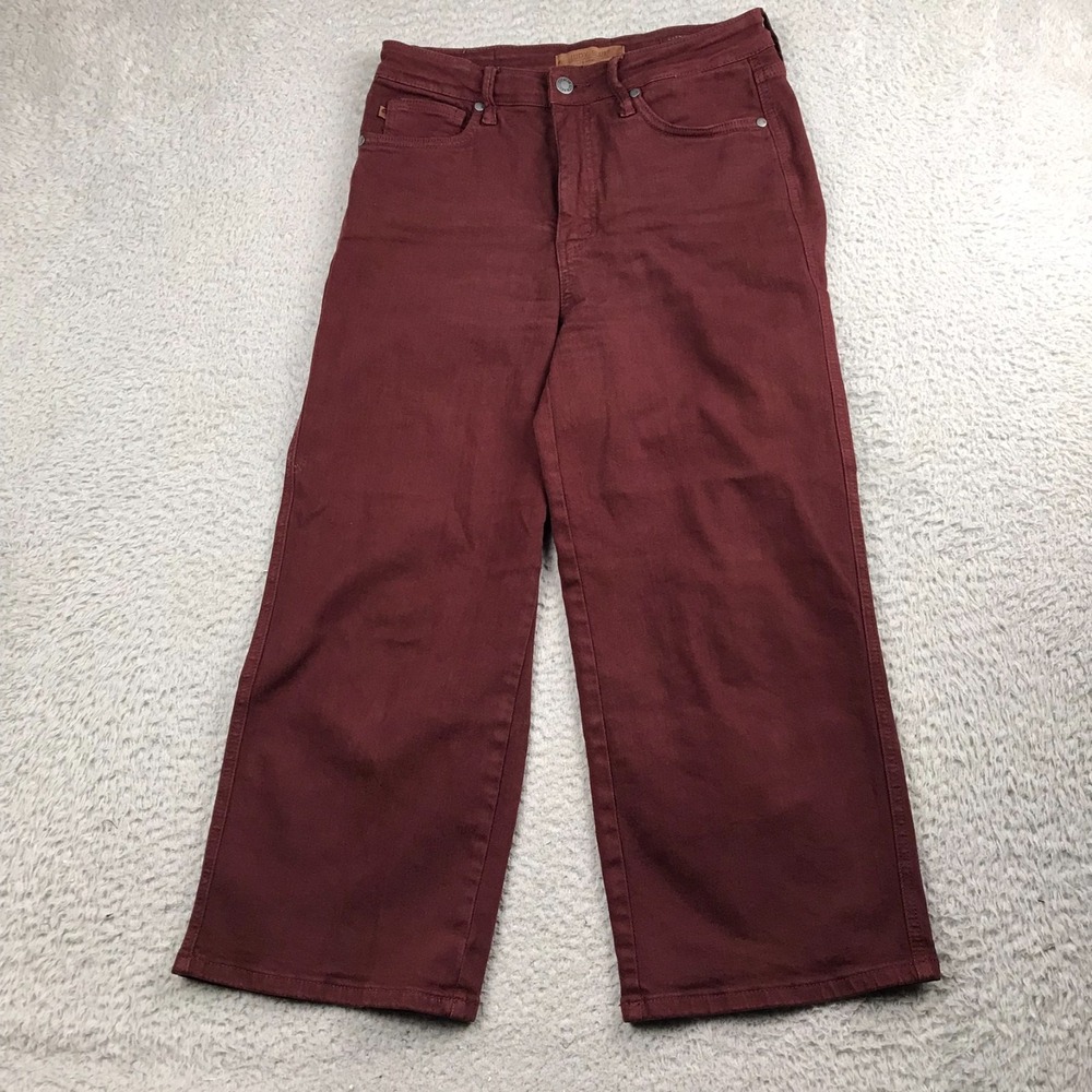 Judy Blue High Rise Crop Wide Leg Jeans Womens 7/28 (30x23) Oxblood Garment Dyed